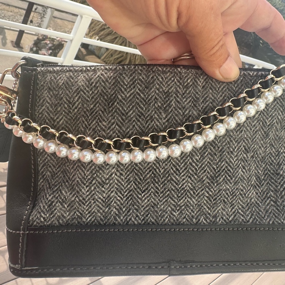 Coach Black and Gray Herringbone Mini Shoulder Bag - Picture 6 of 15